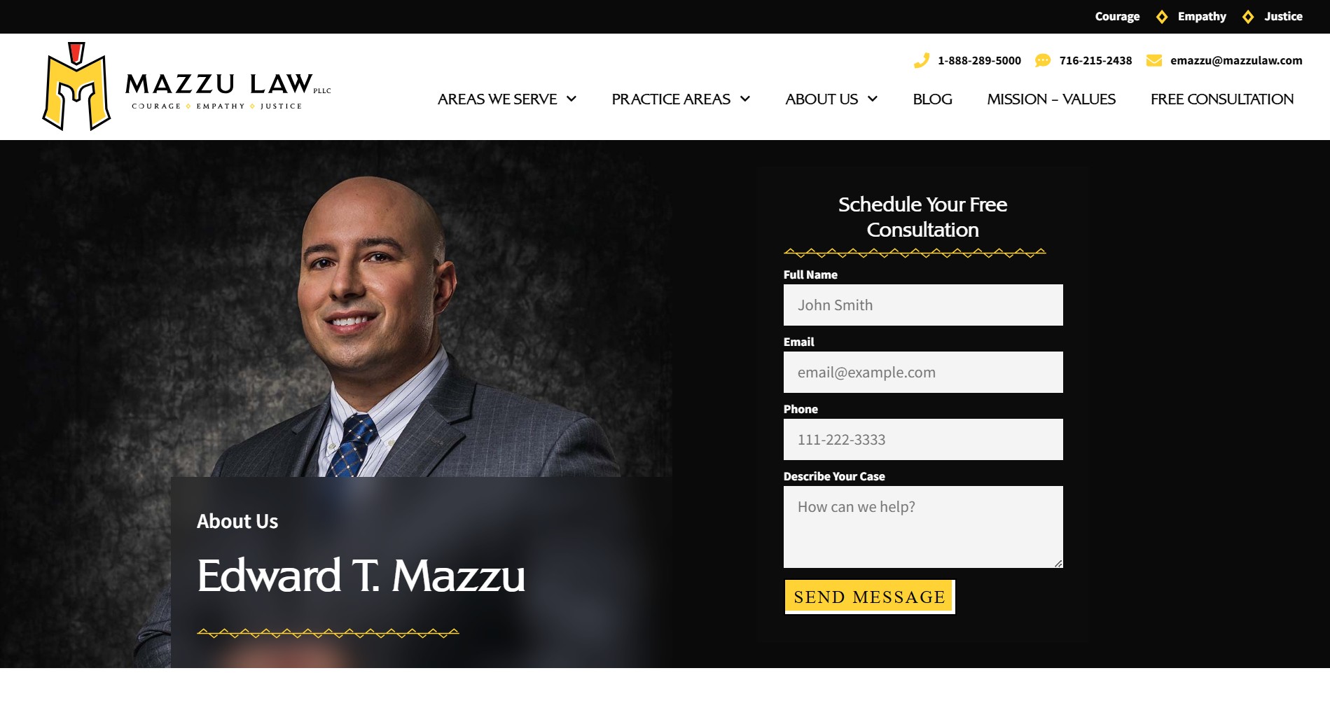 Mazzu law website screenshot